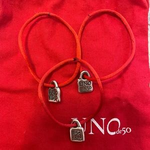 UNO de 50 Red Cord Bracelet